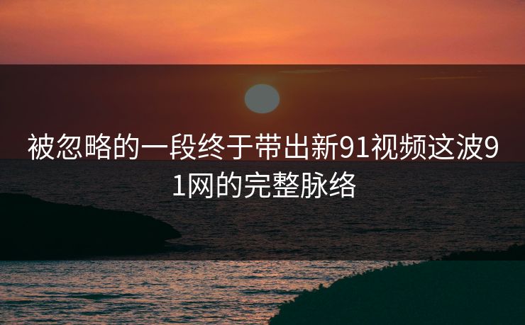 被忽略的一段终于带出新91视频这波91网的完整脉络