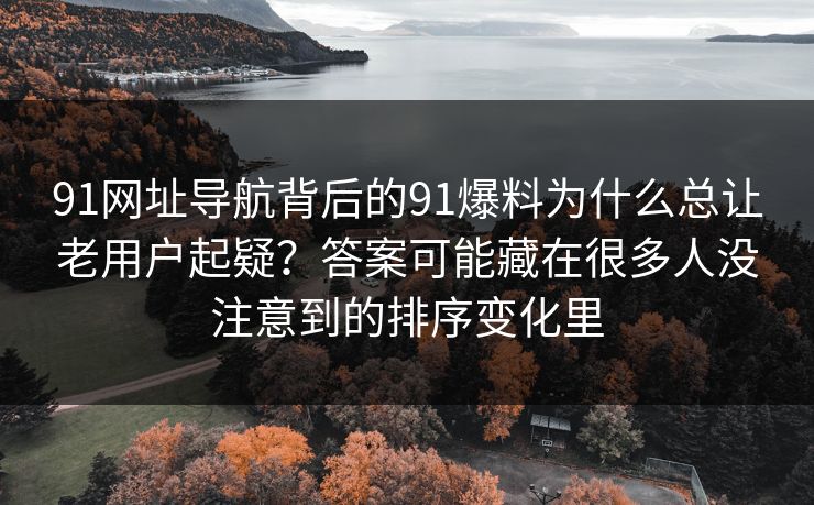 91网址导航背后的91爆料为什么总让老用户起疑？答案可能藏在很多人没注意到的排序变化里