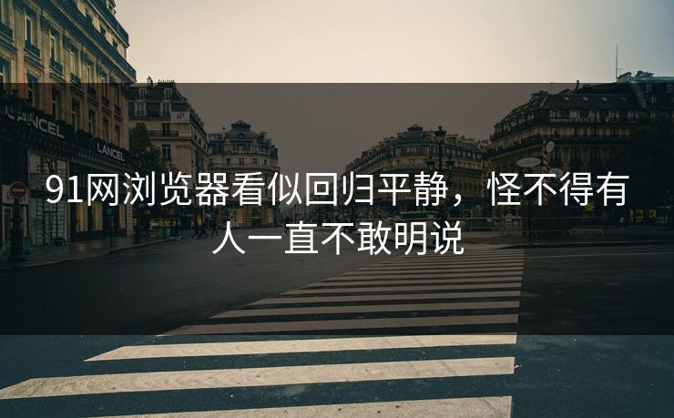 91网浏览器看似回归平静，怪不得有人一直不敢明说