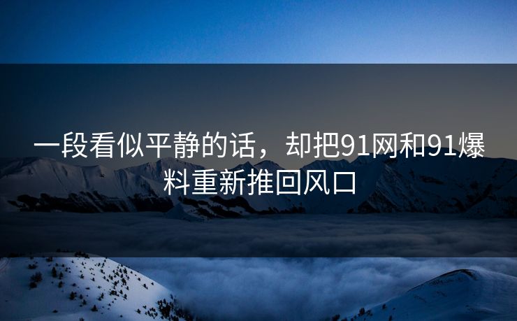 一段看似平静的话，却把91网和91爆料重新推回风口