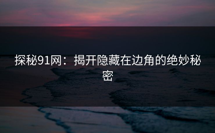 探秘91网：揭开隐藏在边角的绝妙秘密