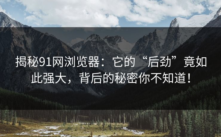揭秘91网浏览器：它的“后劲”竟如此强大，背后的秘密你不知道！