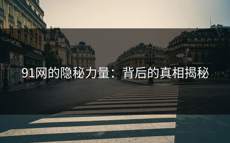 91网的隐秘力量：背后的真相揭秘