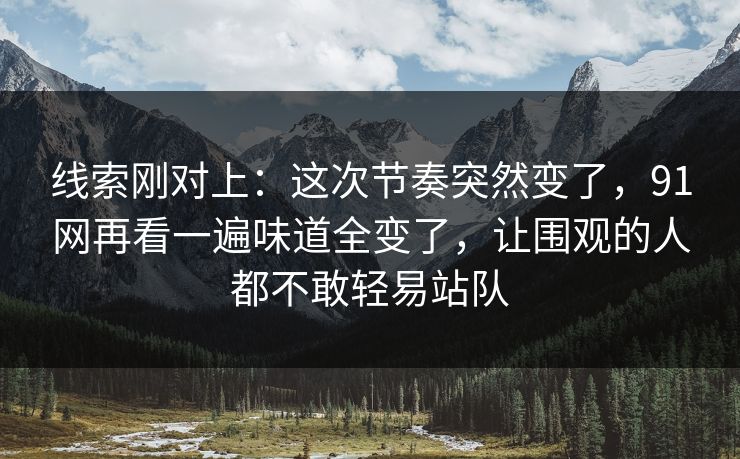 线索刚对上：这次节奏突然变了，91网再看一遍味道全变了，让围观的人都不敢轻易站队