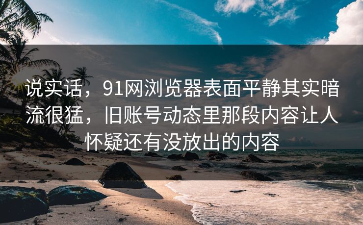 说实话，91网浏览器表面平静其实暗流很猛，旧账号动态里那段内容让人怀疑还有没放出的内容