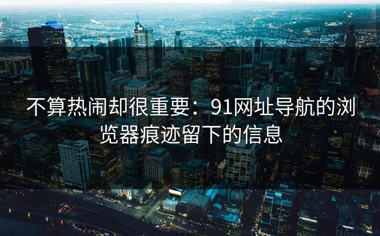 不算热闹却很重要：91网址导航的浏览器痕迹留下的信息
