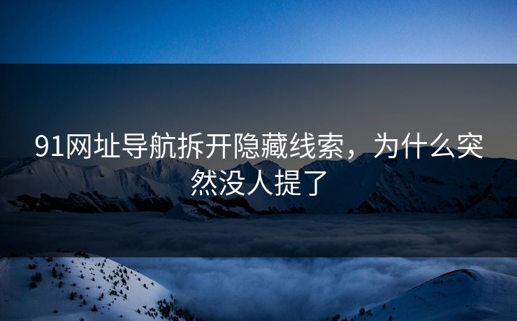 91网址导航拆开隐藏线索，为什么突然没人提了