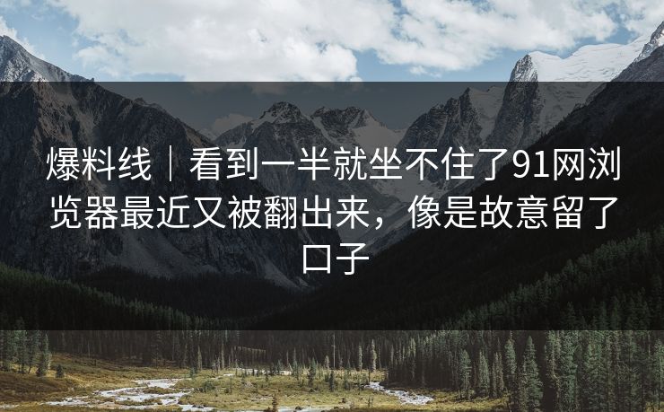 爆料线｜看到一半就坐不住了91网浏览器最近又被翻出来，像是故意留了口子