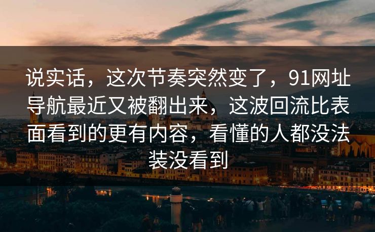 说实话，这次节奏突然变了，91网址导航最近又被翻出来，这波回流比表面看到的更有内容，看懂的人都没法装没看到