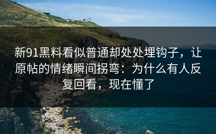 新91黑料看似普通却处处埋钩子，让原帖的情绪瞬间拐弯：为什么有人反复回看，现在懂了